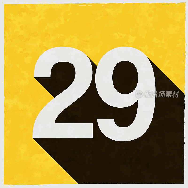 29 - 29号。图标与长阴影的纹理黄色背景